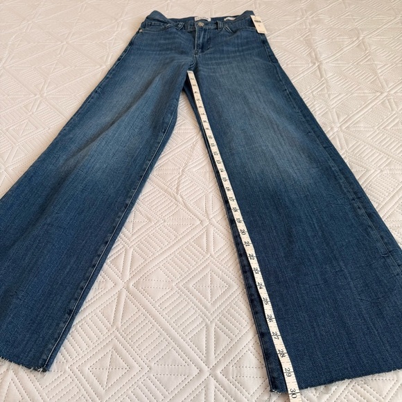 Frame Le Slim Palazzo High Rise Wide Leg Raw Hem Jeans in Crossings Size 25 - Picture 10 of 13